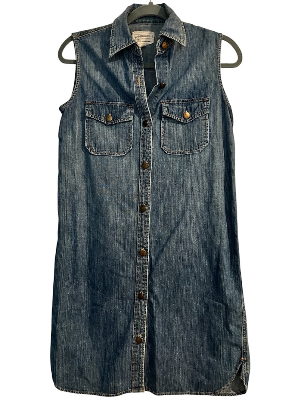 Current Elliott Perfect sleeveless denim dress button front boho festival Sz 0